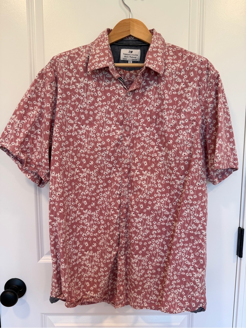 Thread & Cloth - Rose Pink Floral Short Sleeve Button-Down Shirt
